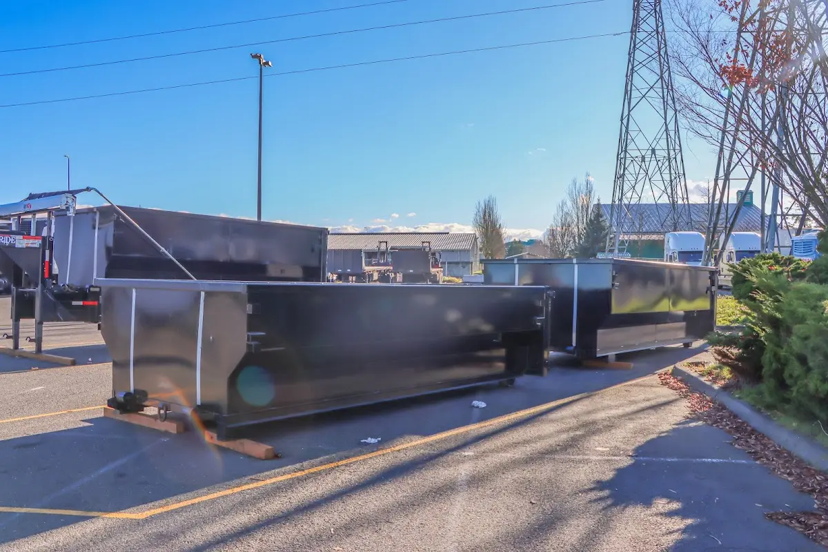 Roll-off dumpster ready for waste disposal at job site for 6 Yard Dumpster Rental in Beekmantown